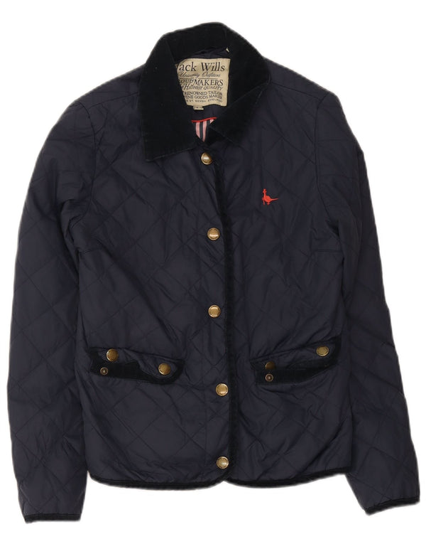 Jaqueta acolchoada feminina Jack Wills UK 10 pequena azul marinho nylon