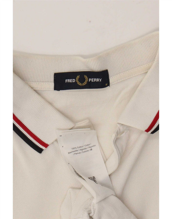 Camisa polo masculina Fred Perry de algodão branco médio