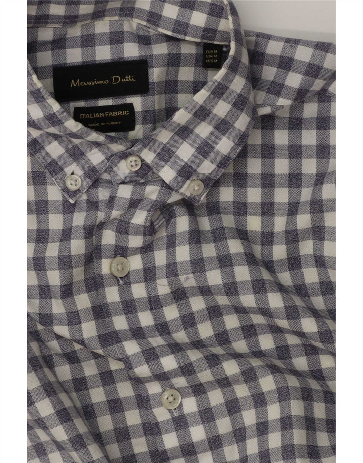Camisa masculina Massimo Dutti de algodão guingão azul médio