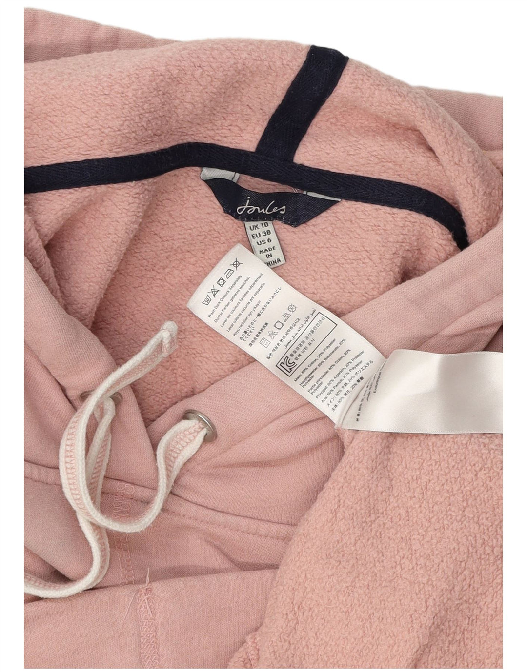 Suéter com capuz grande Joules feminino Reino Unido 10 algodão rosa pequeno