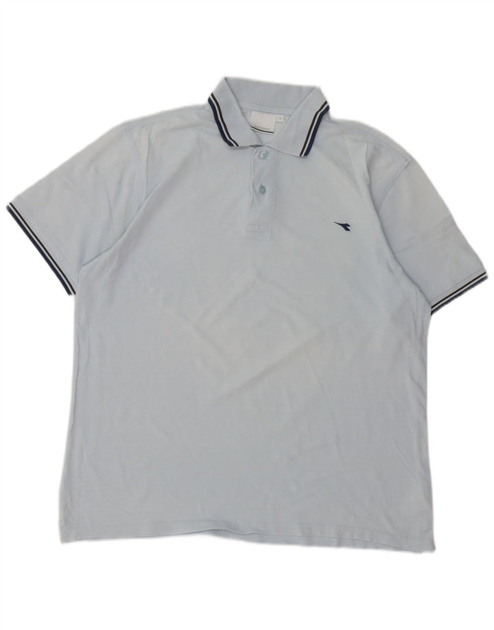 Camisa polo masculina Diadora grande algodão azul