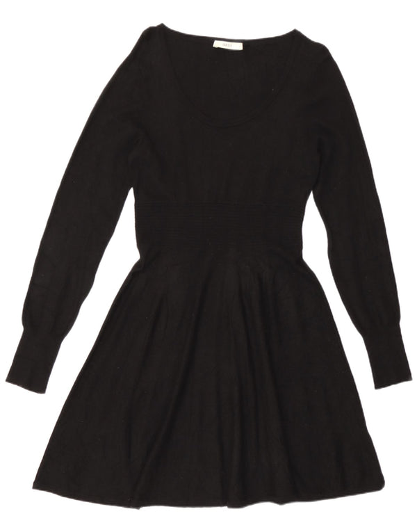 Vestido feminino Oasis manga comprida evasê UK 12 médio preto viscose