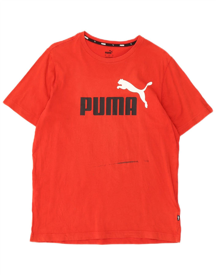 Camiseta masculina PUMA com estampa gráfica de algodão vermelho médio