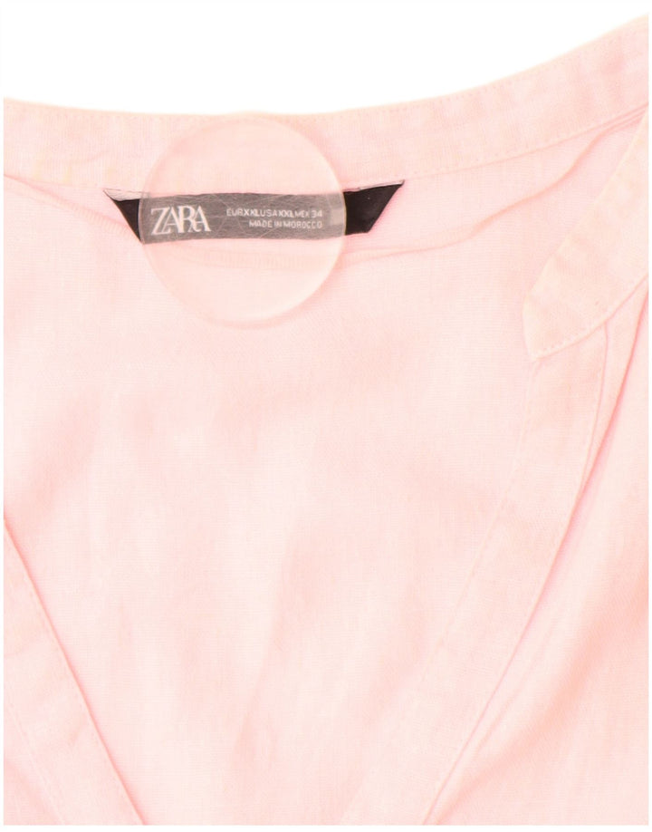 Camisa feminina ZARA UK 20 2XL linho rosa