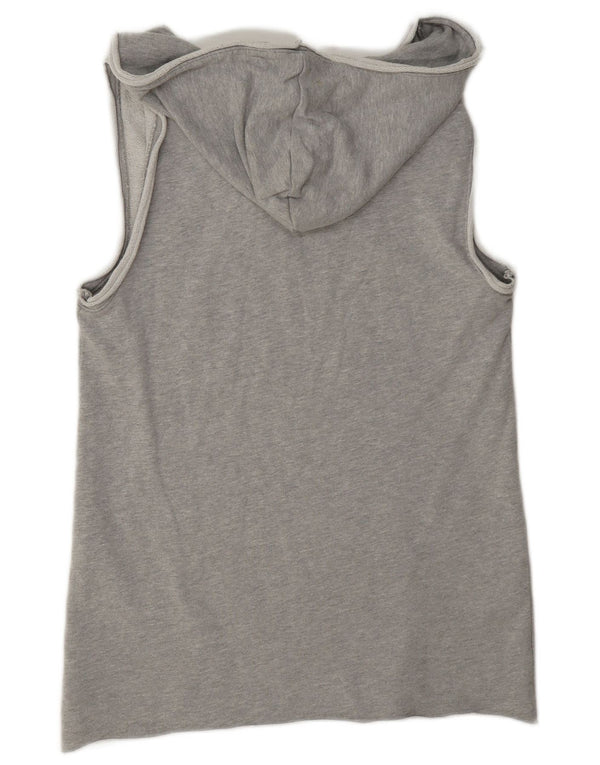 Adidas masculino gráfico sem mangas moletom com capuz Reino Unido 38 pequeno algodão cinza