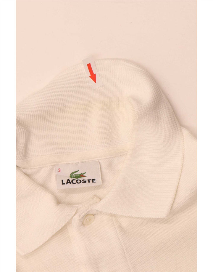 Camisa polo masculina Lacoste tamanho 3 pequeno algodão branco