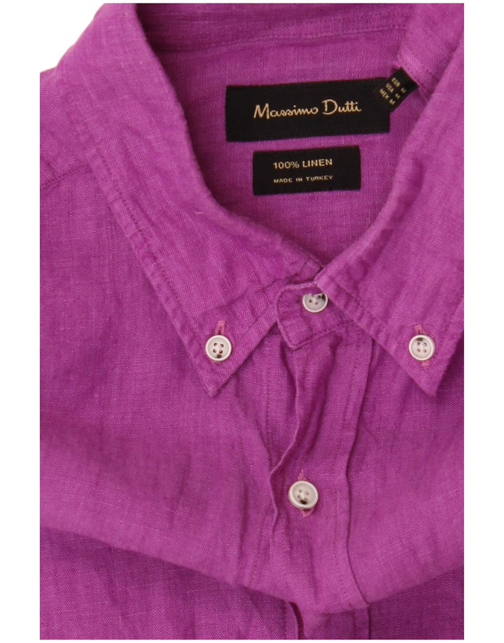 Camisa masculina Massimo Dutti linho roxo médio