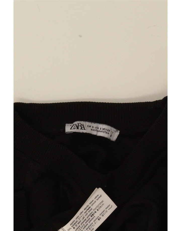 Zara moletom feminino oversized jumper UK 10 pequeno algodão preto