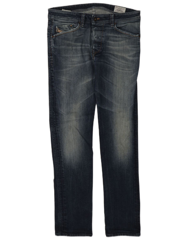 Diesel Mens Darron Straight Jeans W32 L34 Azul Marinho Algodão