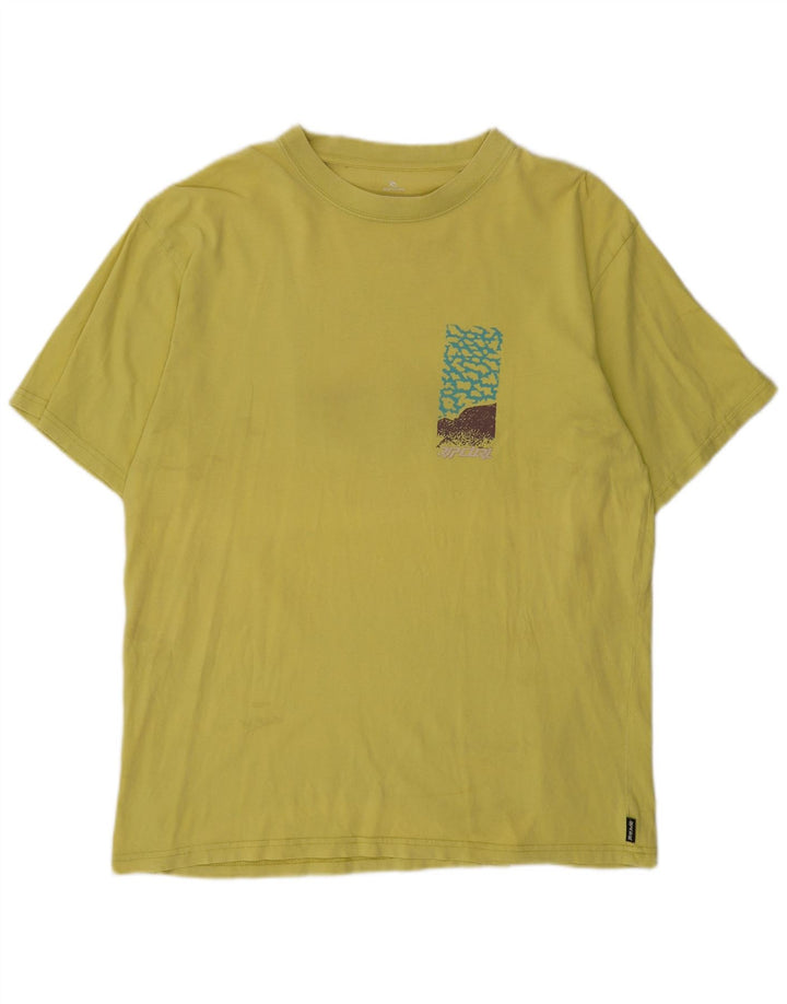 Camiseta masculina Rip Curl com estampa gráfica grande amarelo