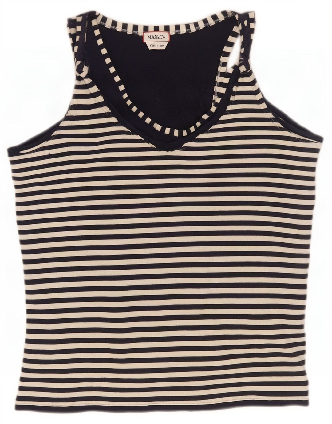 Top colete feminino Max & Co. Reino Unido 12 listrado preto médio