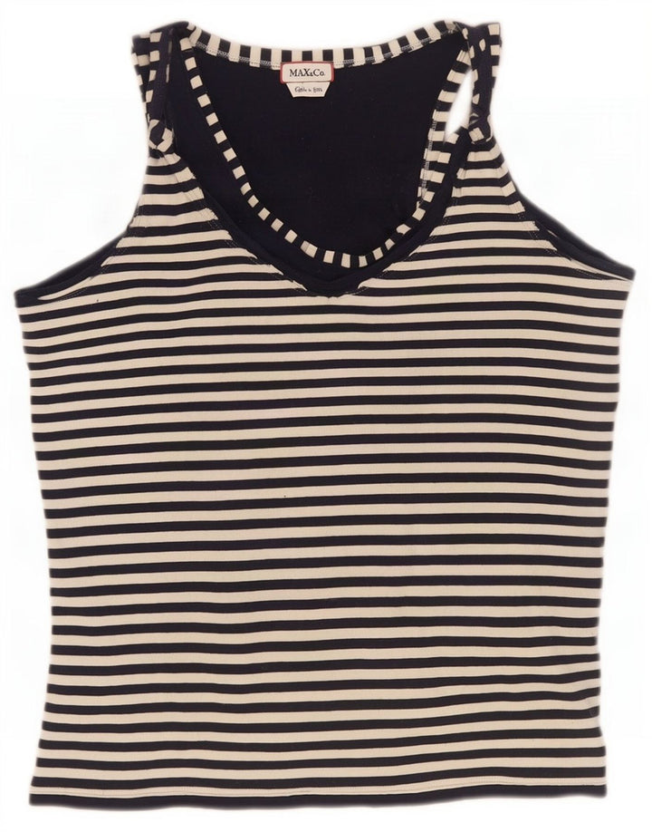 Top colete feminino Max & Co. Reino Unido 12 listrado preto médio