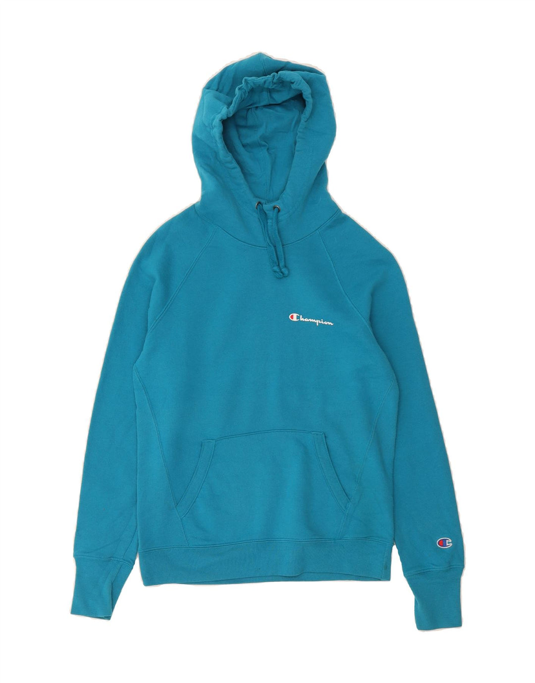 CHAMPION Womens Oversized Hoodie Jumper UK 6 XS Blue Cotton Vintage Champion and Second-Hand Champion from Messina Hembry 