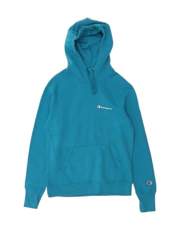 CHAMPION Womens Oversized Hoodie Jumper UK 6 XS Blue Cotton Vintage Champion and Second-Hand Champion from Messina Hembry 