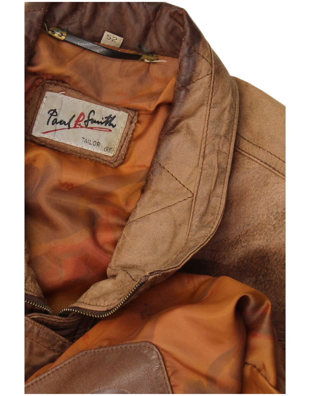 Jaqueta de couro masculina Paul Smith IT 52 XL couro marrom