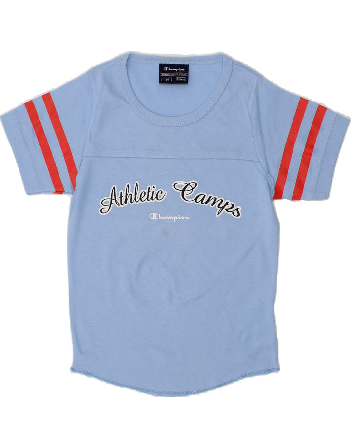 CHAMPION Girls Graphic T-Shirt Top 7-8 Years Blue Cotton Vintage Champion and Second-Hand Champion from Messina Hembry 