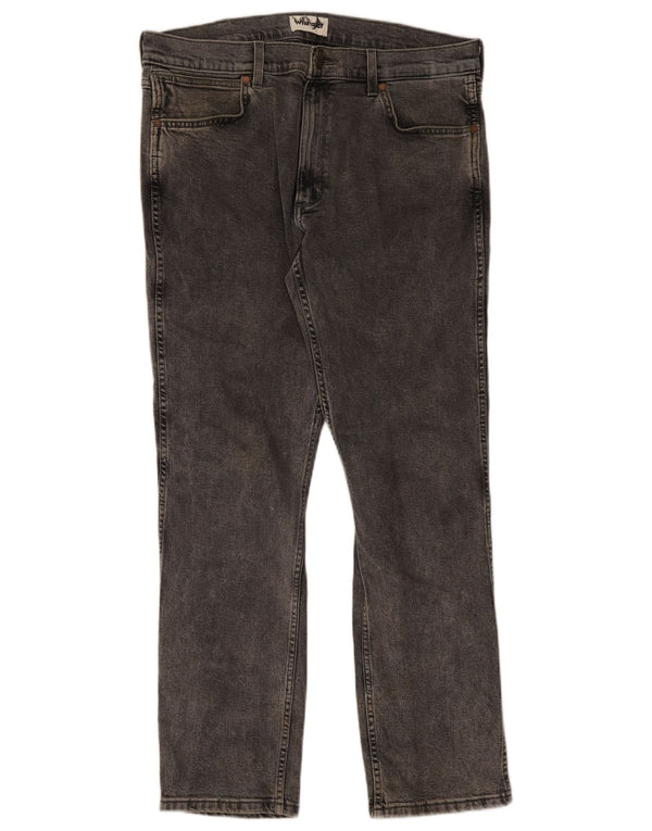 Wrangler Mens Greensboro Straight Jeans W35 L32 Cinza Algodão