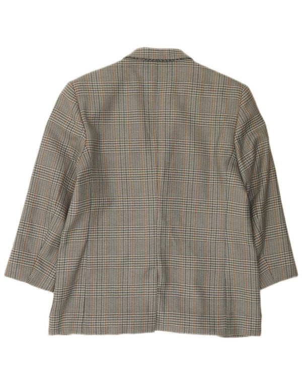 Jaqueta blazer feminina vintage com 2 botões IT 46 grande lã cinza houndstooth