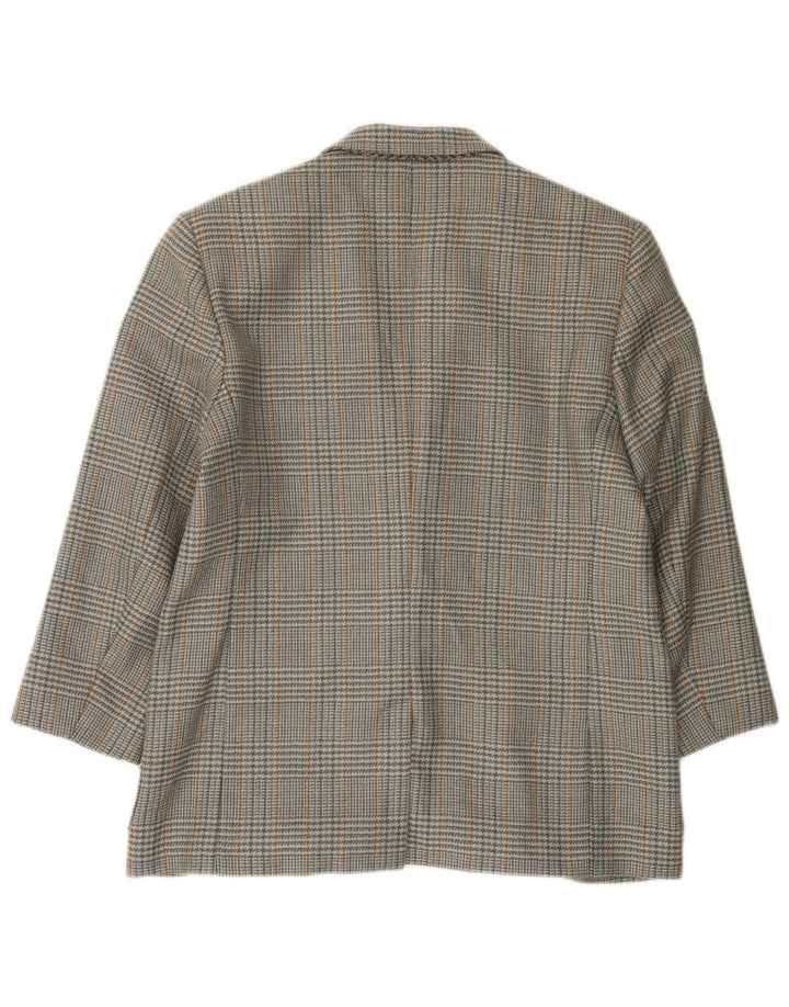 Jaqueta blazer feminina vintage com 2 botões IT 46 grande lã cinza houndstooth