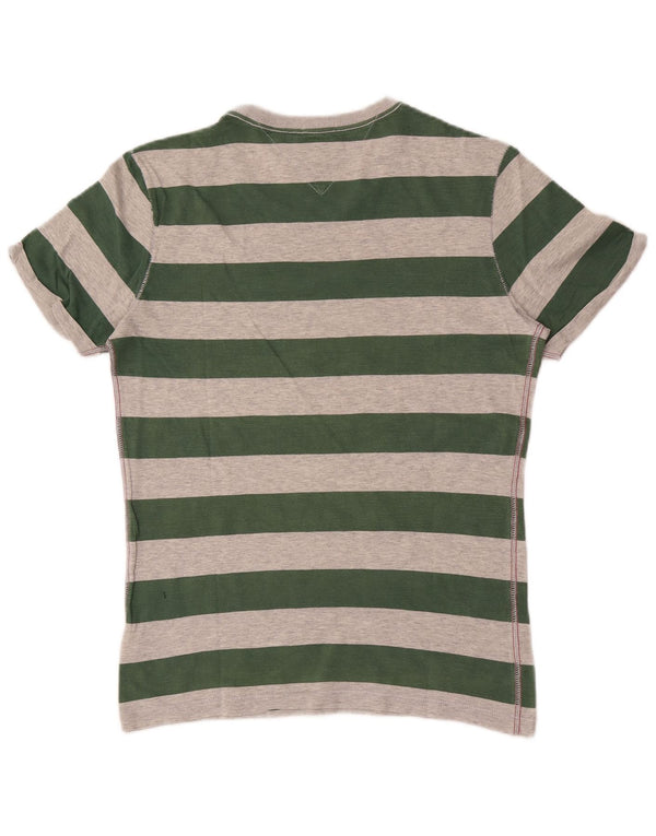 Camiseta masculina Tommy Hilfiger com estampa gráfica pequena de algodão listrado verde