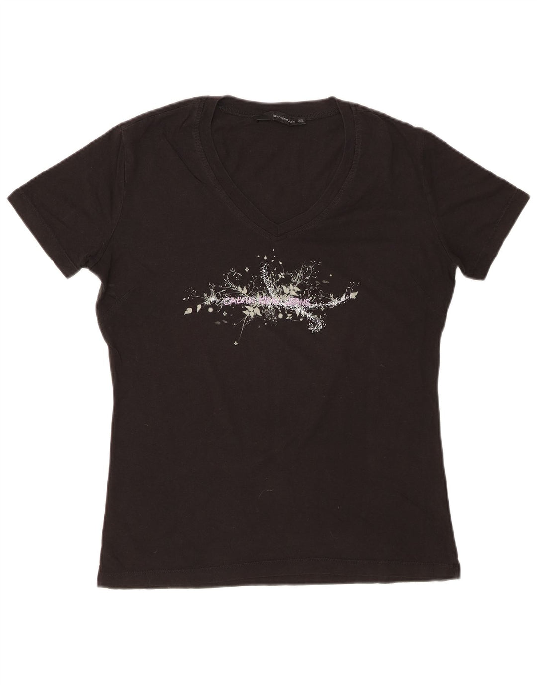 CALVIN KLEIN JEANS Camiseta feminina gráfica Top UK 20 2XL Preto