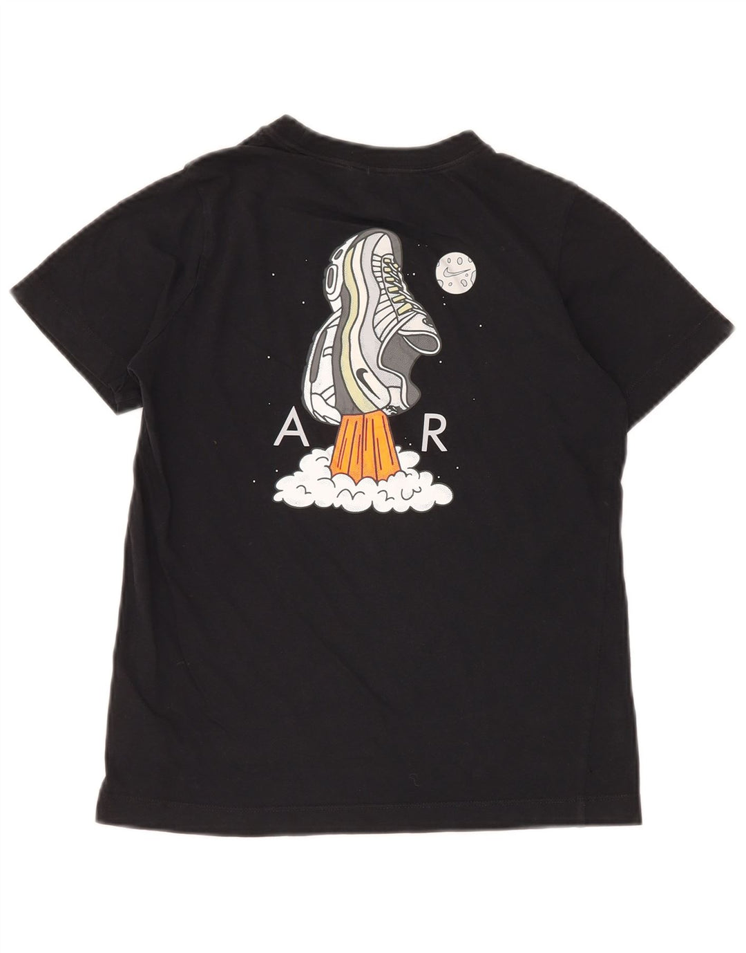 Camiseta gráfica masculina NIKE Top 10-11 anos médio preto algodão