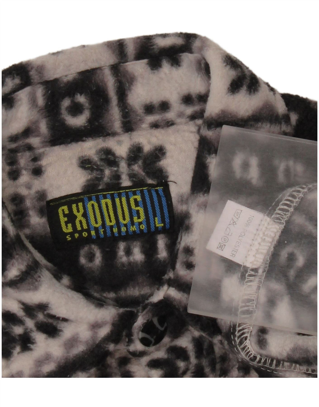 Camisa de lã masculina vintage grande poliéster Fair Isle preto