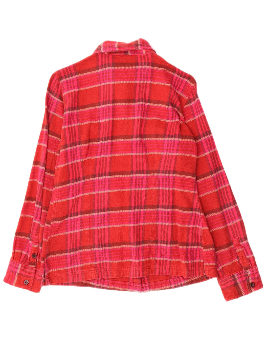 Camisa feminina de flanela Patagonia EUA 6 algodão xadrez vermelho médio