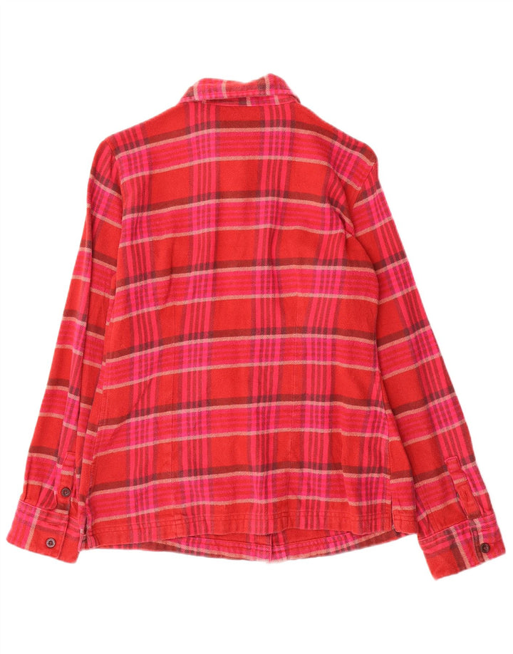 Camisa feminina de flanela Patagonia EUA 6 algodão xadrez vermelho médio