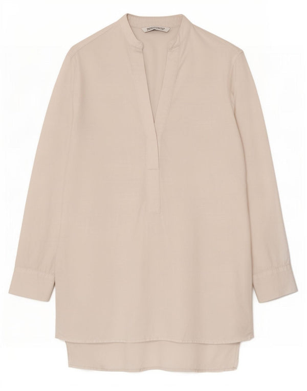 Vestido feminino Zara manga comprida oversized shift UK 10 pequeno branco