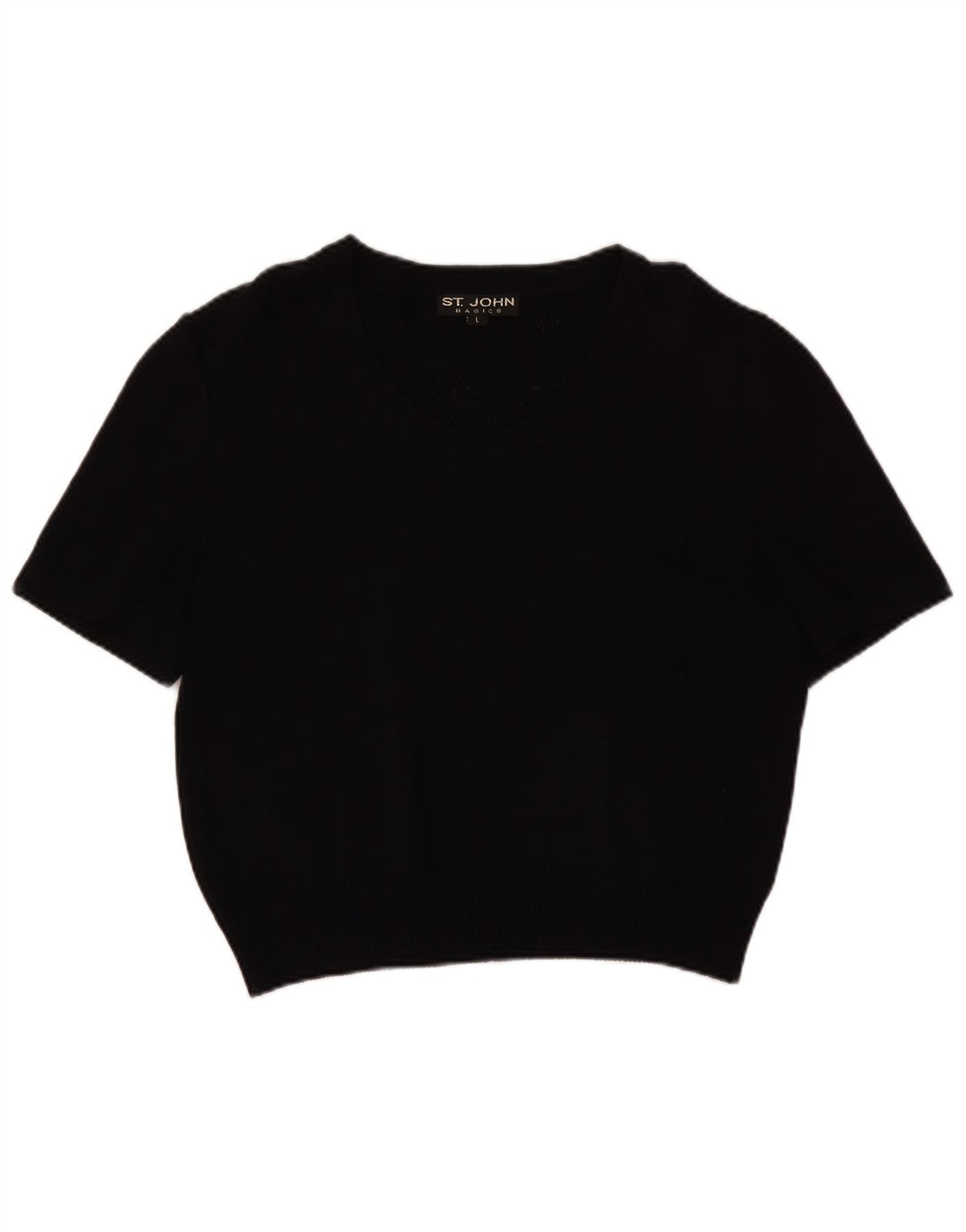 Suéter feminino ST.John Basics Crop com gola canoa Reino Unido 16 grande preto
