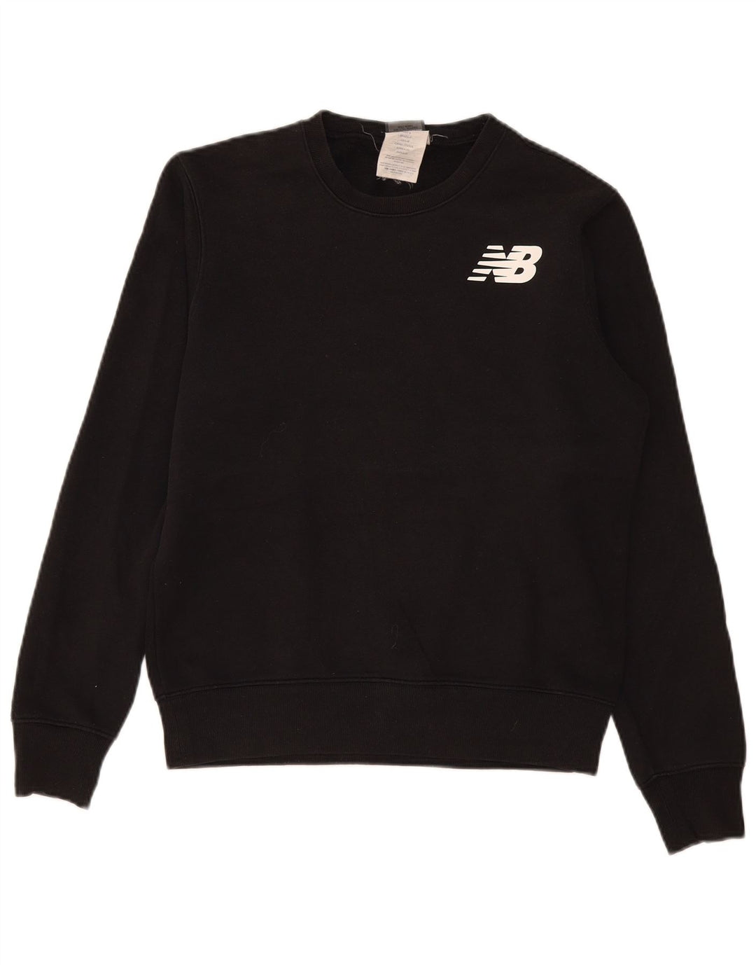 New Balance Mens Graphic Moletom Jumper Pequeno Algodão Preto