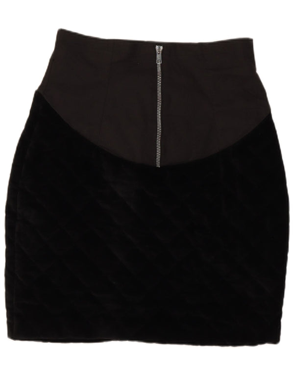 Saia lápis feminina vintage de cintura alta US 2 XS W24 algodão preto