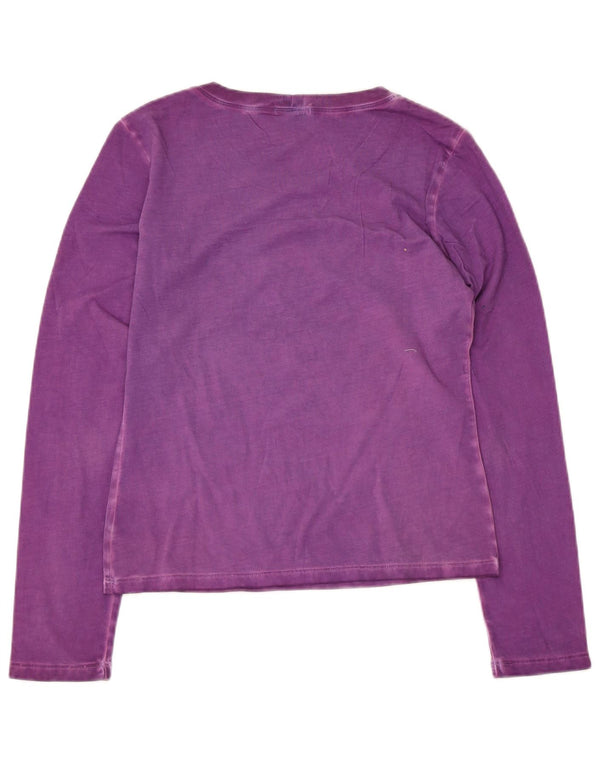 Top gráfico feminino Iceberg manga comprida Reino Unido 14 algodão roxo grande