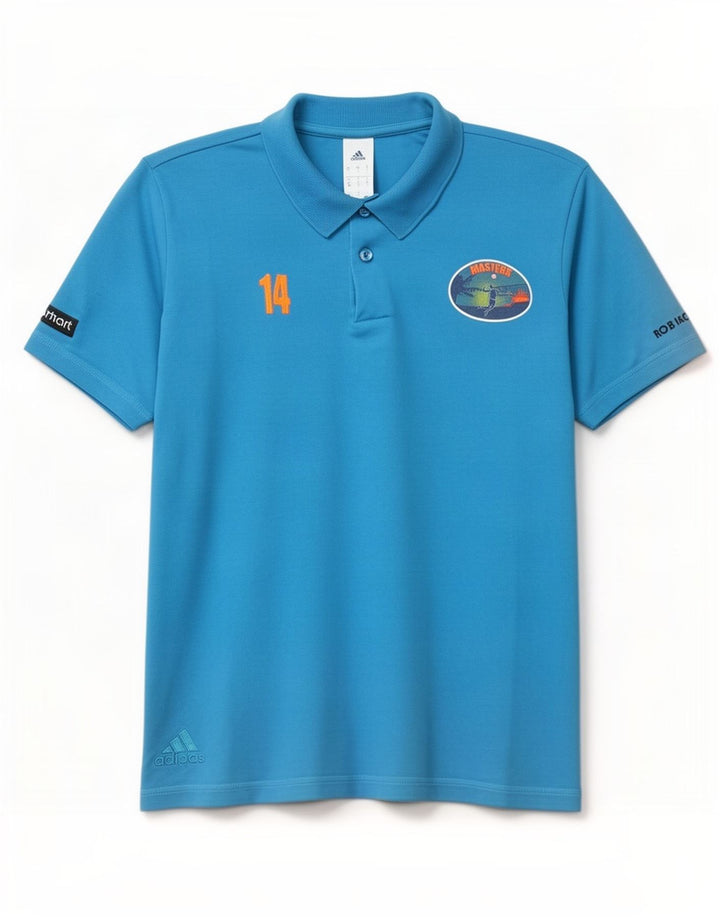 Camisa polo gráfica masculina Adidas grande algodão azul