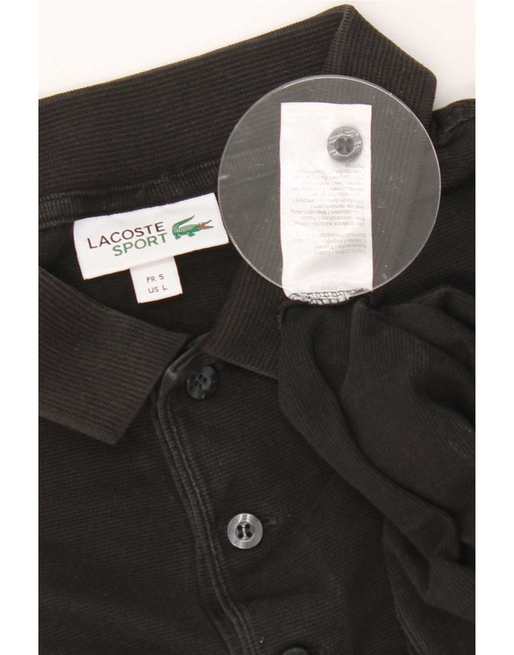 Camisa polo masculina Lacoste tamanho 5 grande algodão preto