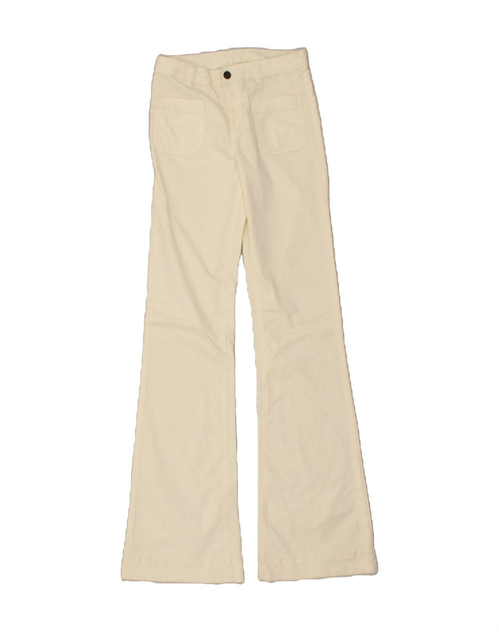 BENETTON Womens Flare Casual Trousers W26 L35 Off White Cotton Vintage Benetton and Second-Hand Benetton from Messina Hembry 