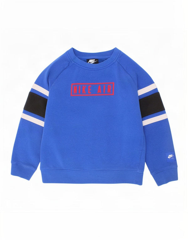 Moletom gráfico Nike Boys Jumper 6-7 anos grande azul colorblock algodão