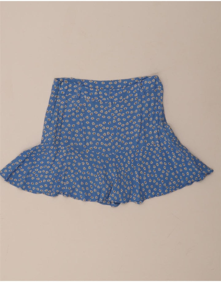 Zara Mini saia feminina média W28 azul floral viscose