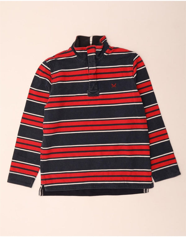 Crew Clothing Mens Zip Neck Moletom Jumper Pequeno Azul Marinho Listrado
