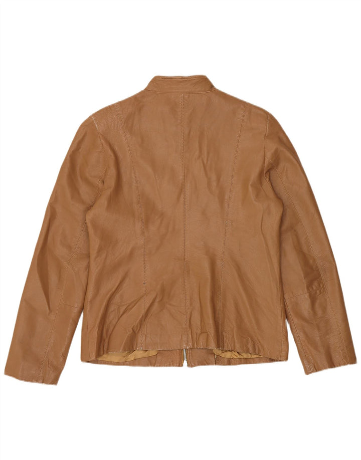 Jaqueta de couro feminina vintage IT 48 XL couro bege