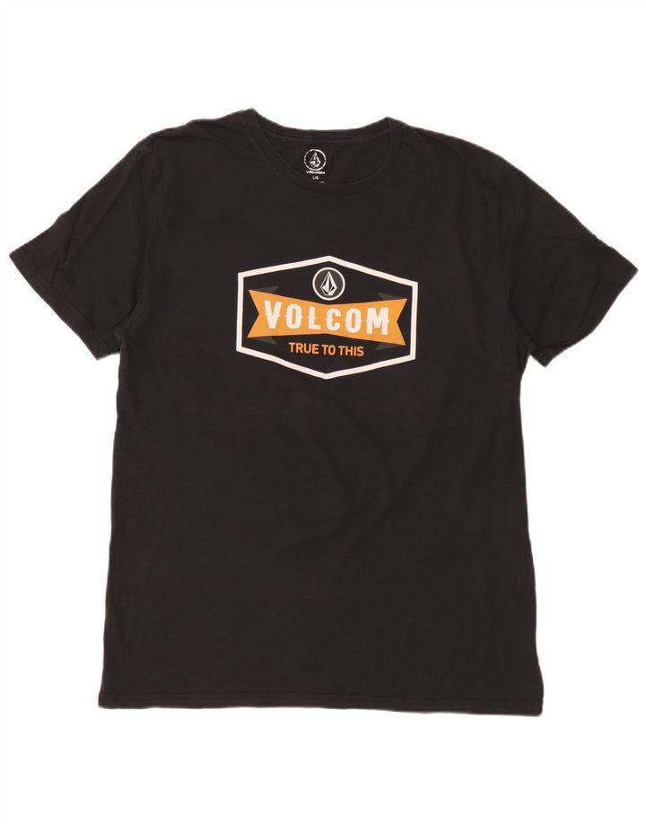 Camiseta masculina gráfica Volcom grande algodão preto