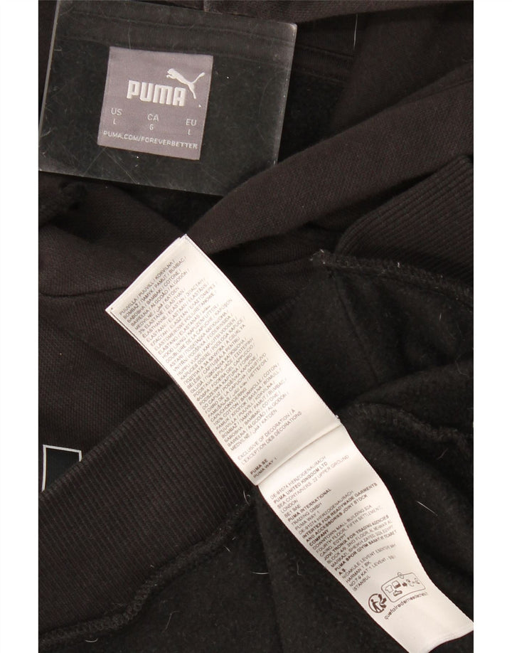 PUMA Mens Graphic Hoodie Jumper Grande Algodão Preto