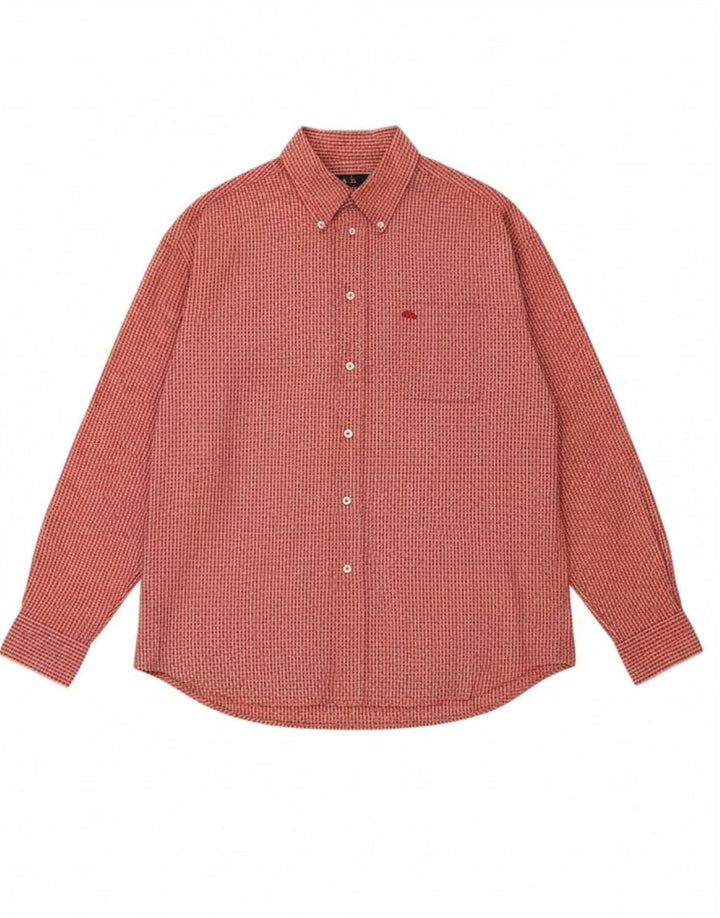 Camisa masculina KAPPA grande xadrez vermelha de algodão
