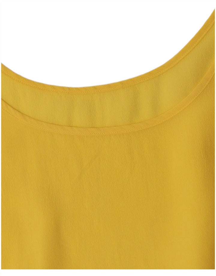 Blusa feminina vintage sem mangas top UK 12 amarelo médio