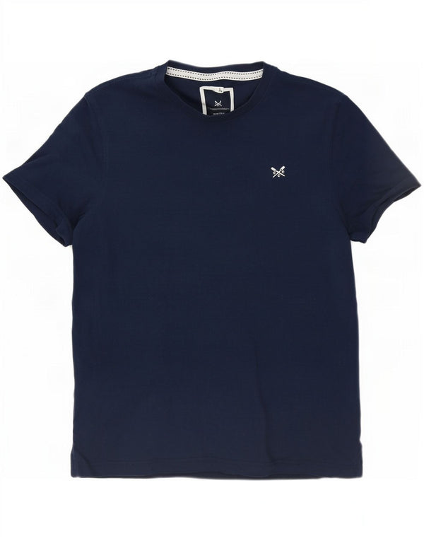Camiseta masculina Crew Clothing Top pequeno algodão azul marinho