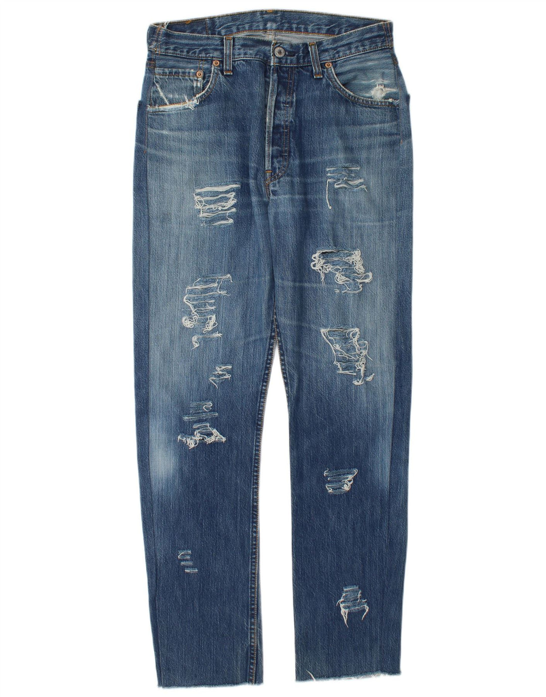 Calça jeans feminina Levi's 501 Distressed Straight W34 L30 Azul
