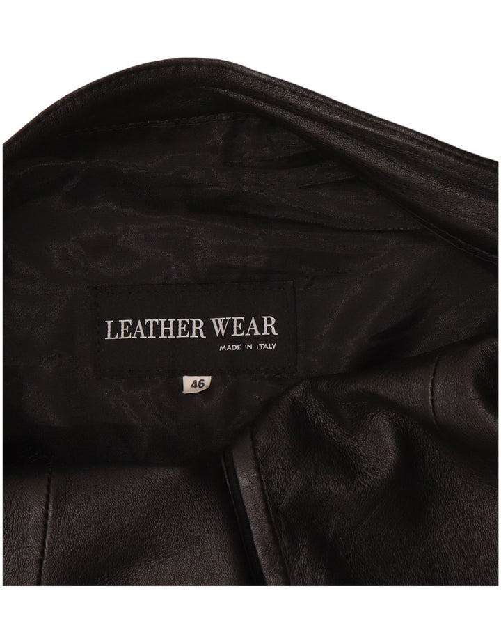 Saia de couro feminina vintage IT 46 grande W32 couro preto