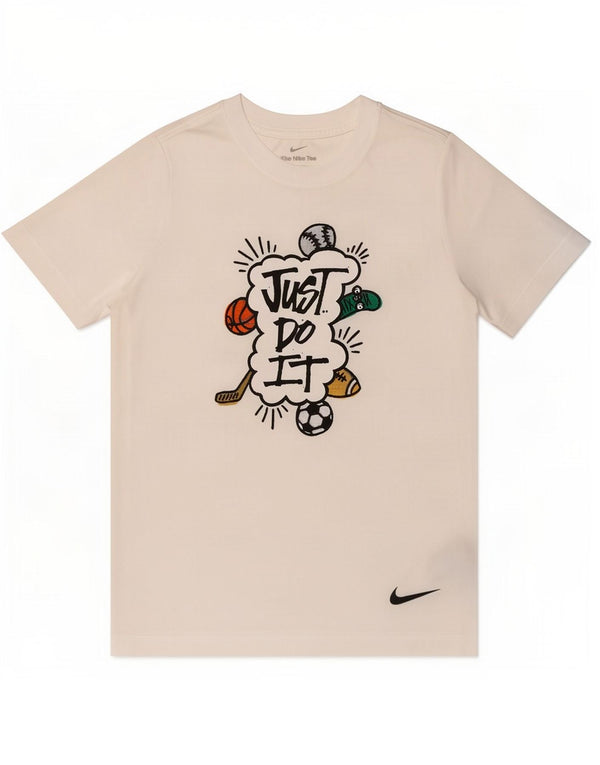 Camiseta Nike Boys Dri Fit Graphic Top 12-13 anos grande poliéster branco