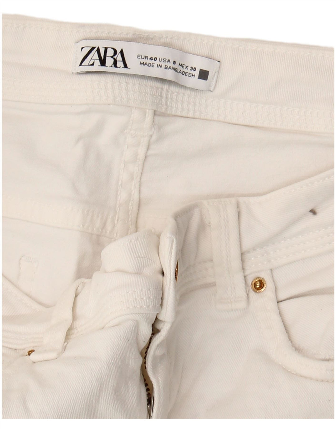 Calça jeans skinny feminina Zara EU 40 médio W30 L26 branco